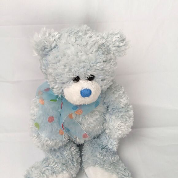Ty Classic Raindrops The Blue Bear with a Polka Dot Ribbon Medium No Tags - Picture 5 of 13
